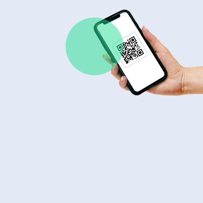 A phone with a QR-code to make payments
